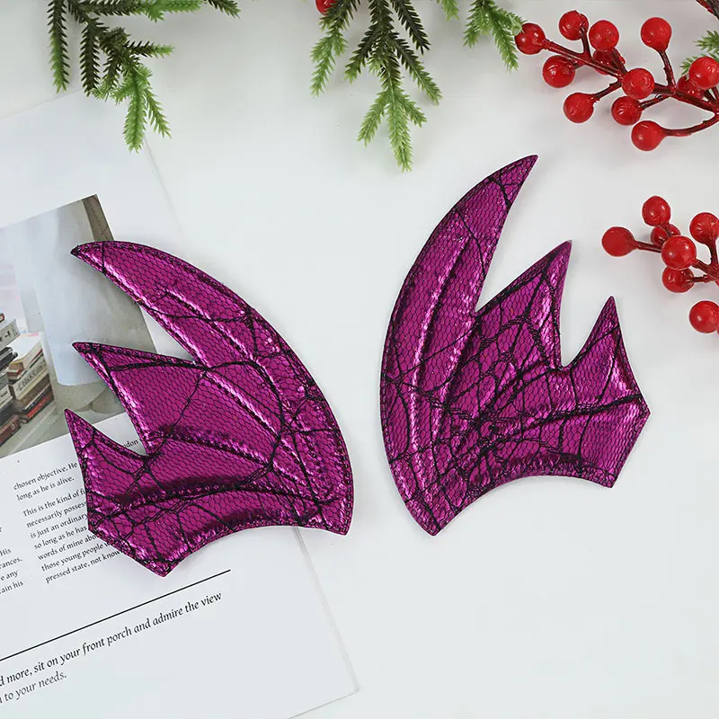 50 Stück 16,5x11cm Glänzende Stoff-Halloween-Blumen Gefütterte Flügel für DIY Handgemachte Haarspangen, Stirnbänder, Accessoires, Patches – Detail 3