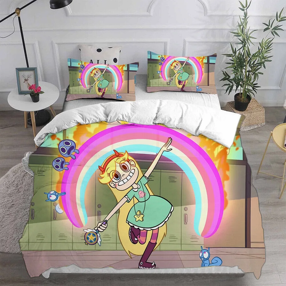 Star vs. the Forces of Evil 3D Printed Duvet Case Pillowcase Bedding Set Twin Full Queen King Size for Bedroom Decor
