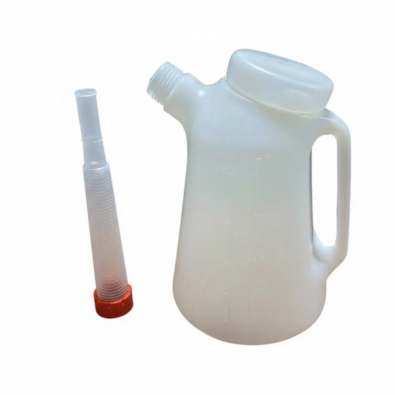 Automotive Oil Fluid Dispenser with Flexible Spout for Deep Engine Access Clear Embossed Markings 5L
