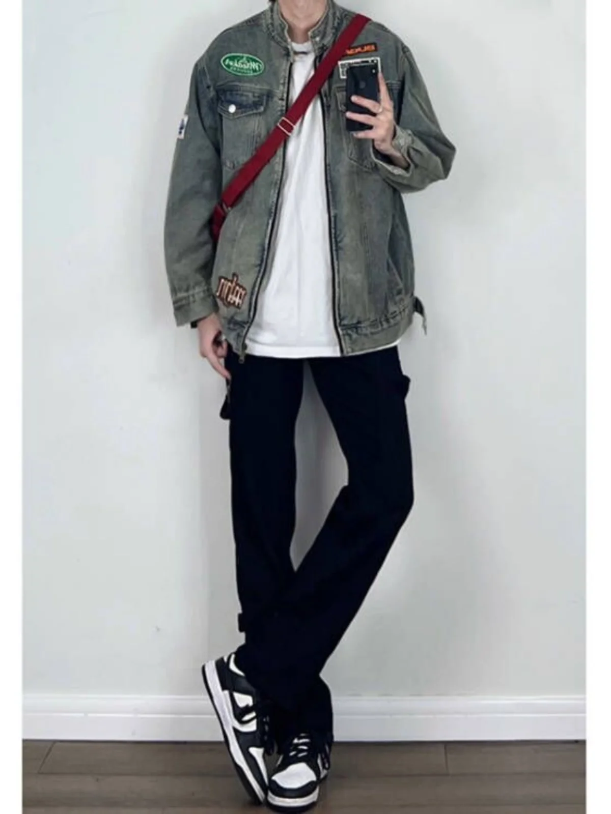 

Американская ретро-куртка из синего денима для мужчин, осенне-зимнее пальто в стиле Детройт, крутой комплект для подростков