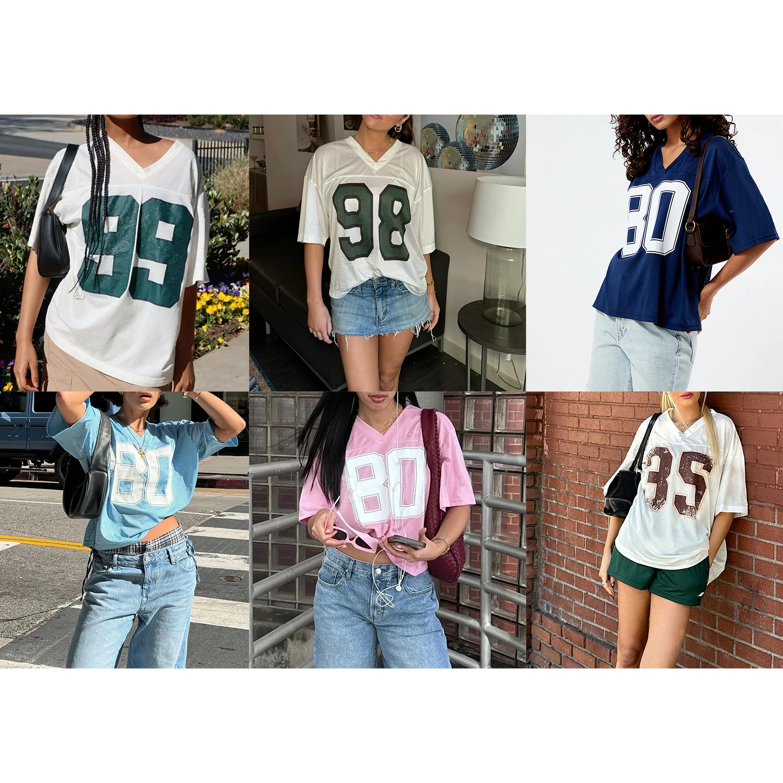 Vrouwen Grafische T-Shirts Zomer Tops V Hals Korte Mouw Nummers Print Losse T-Shirts Casual Dagelijks