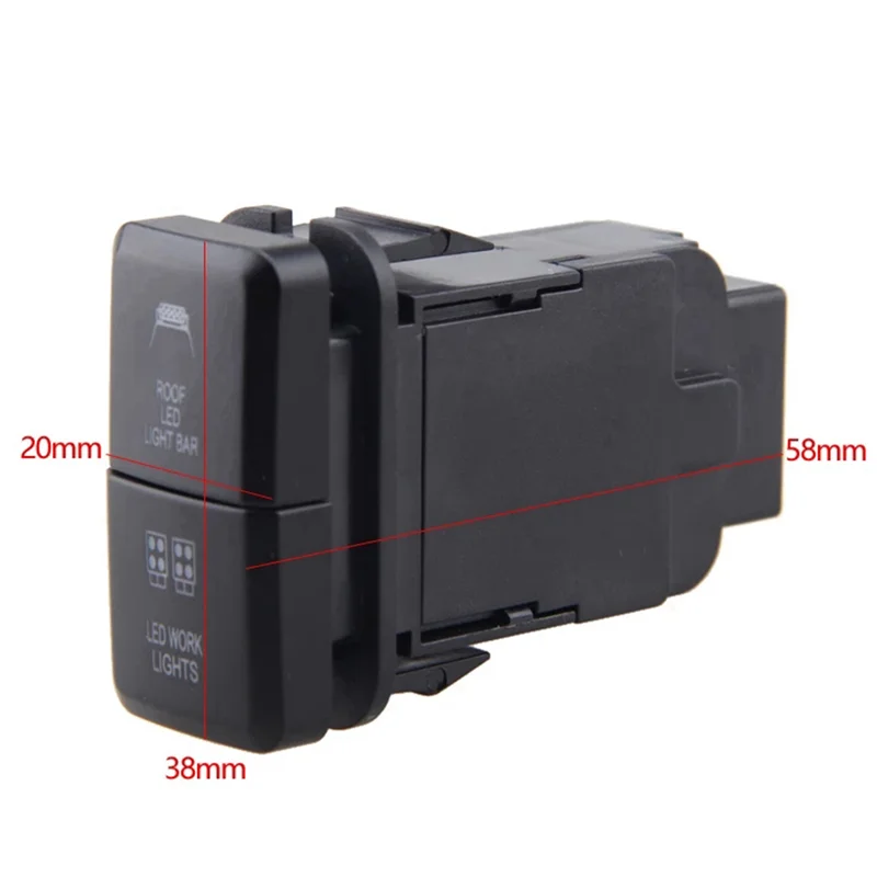 

5X 12V Car Dual LED Light Bar Blue/Green On-Off Push Switch Button For Toyota Prado Reiz Hilux Landcruiser Light Button