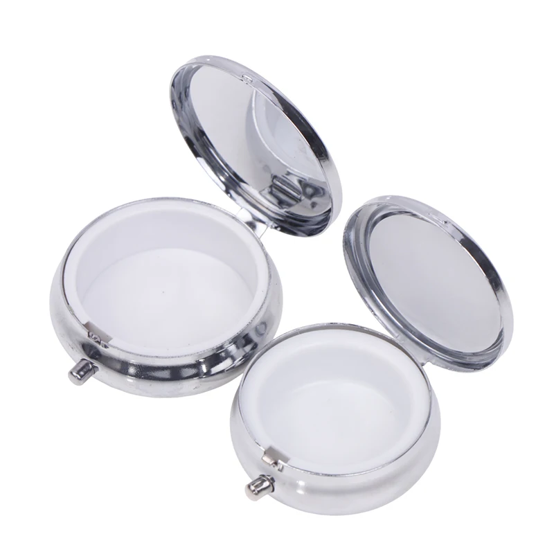 Metal Pill Boxes Stainless Steel Round Pill Boxes Medicine Organizer Container Medicine Case Splitters Pill Candy Box