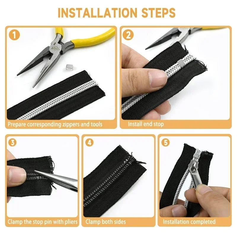 20/50 Stück Meetee Metall-Reißverschlussstopfen für Nylonreißverschluss 3 #   5 #   8 #   10 #   Tasche Reißverschlüsse Schwanz Stop Lock Verschluss Nähen Reißverschlüsse Verschluss Reparatursätze