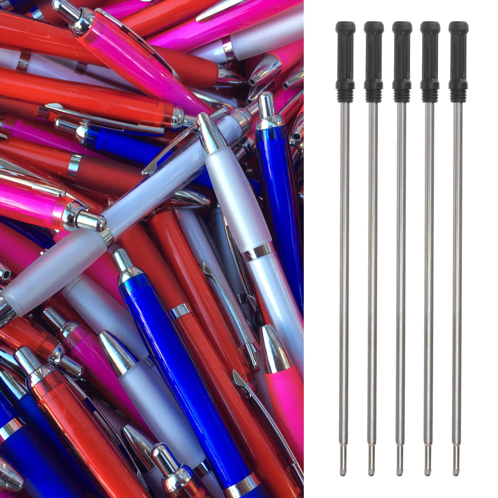 20 Pcs Ball Pen Refill for Ink Refills Metal Point Writing Black Pens Ballpoint