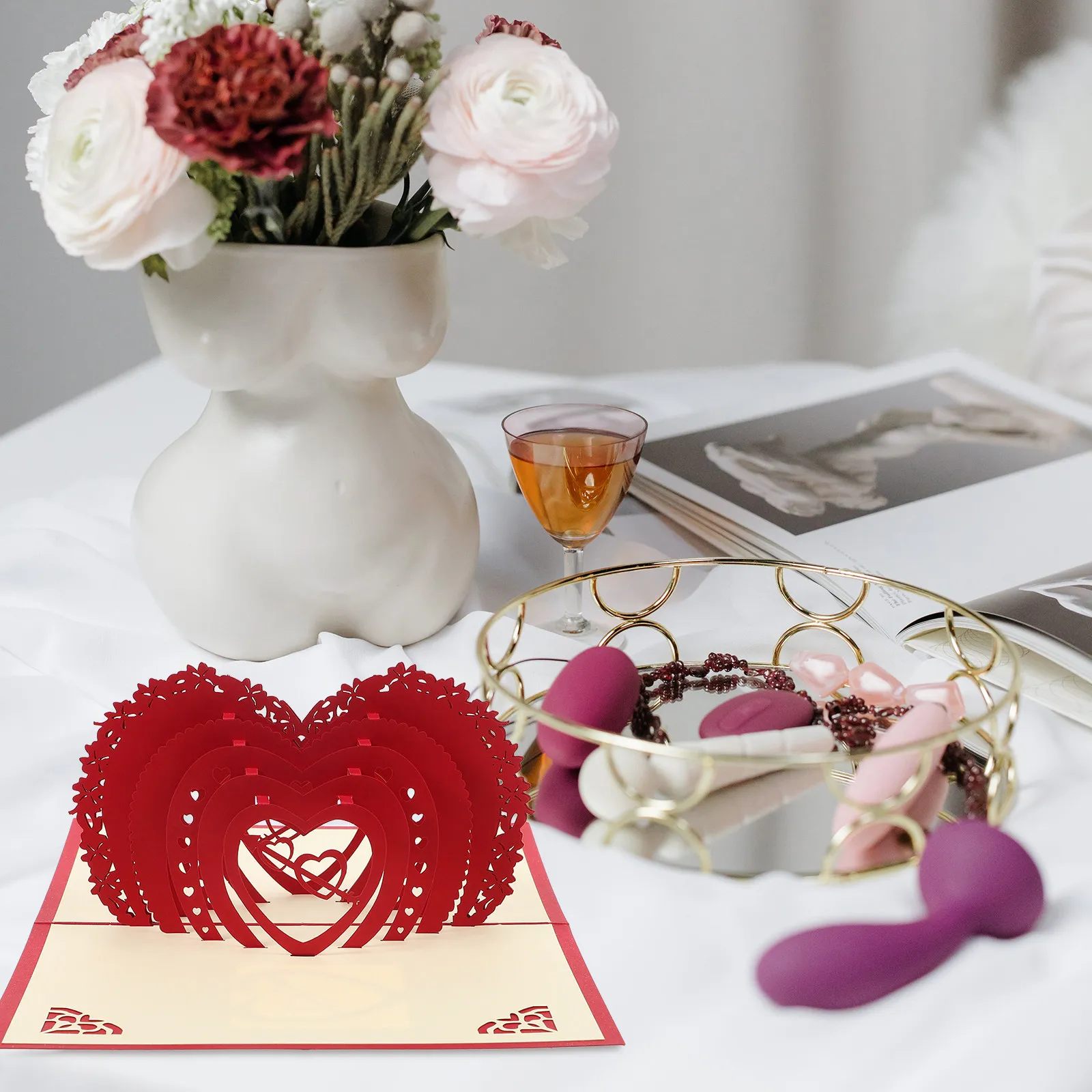 3D Heart Wedding Invitation Cards 2Pcs Elegant Carved Pattern Eco Friendly Greeting Cards for Couples