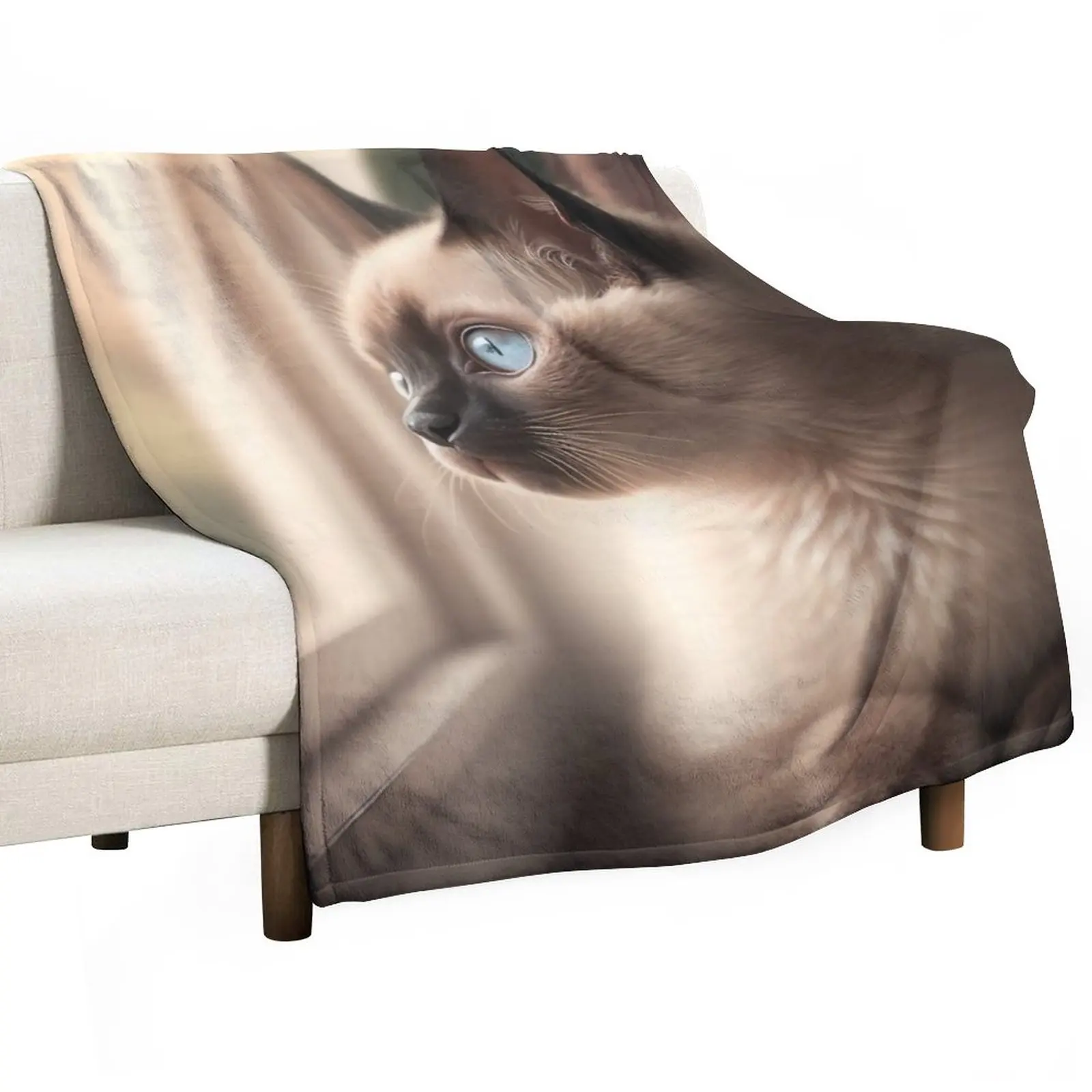 

siamese kitten and sunrise window Throw Blanket Luxury Brand anime Blankets