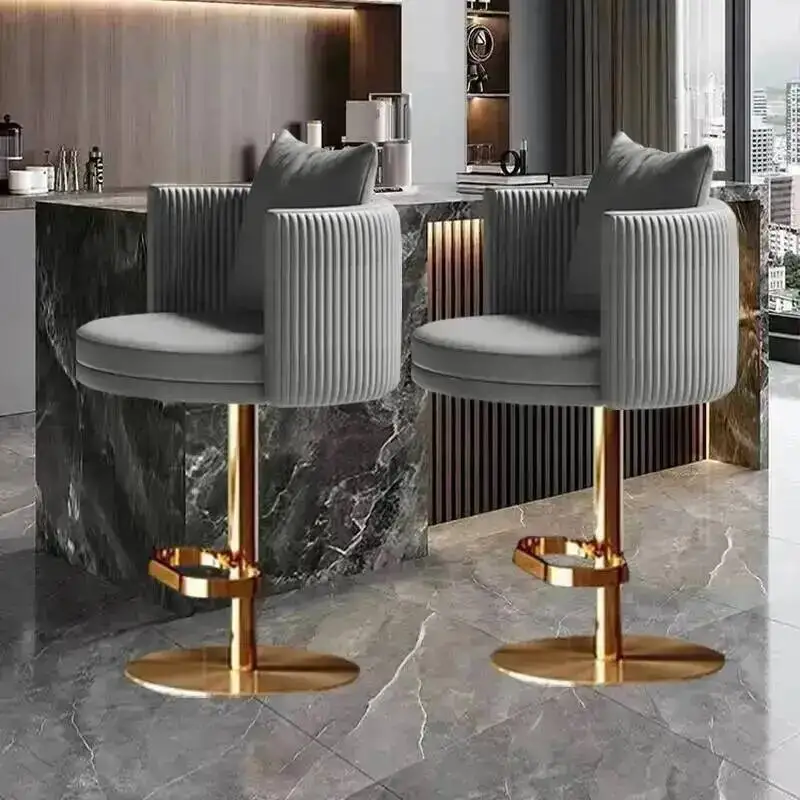Metalic Vintage Bar Chairs Gold Patio Simple Barbers Bistro Waiting Bar Chairs Counter Fashion banqueta Luxury Furniture