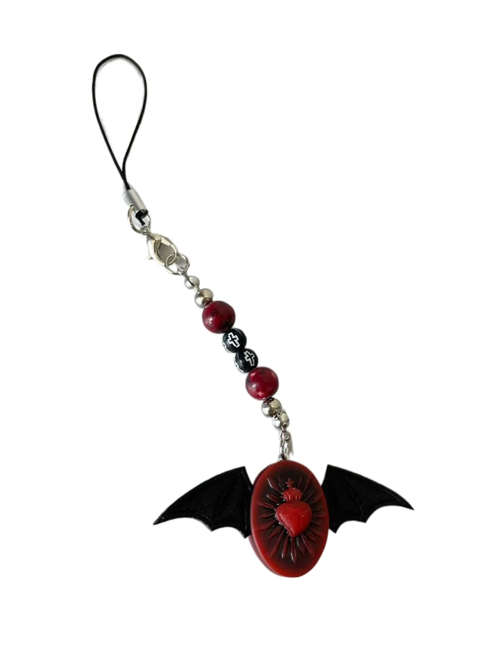 سلسلة هواتف محمولة الظلام القوطية الصليب الحب الخفافيش شيطان أجنحة مطرز النساء الهاتف المحمول قلادة Ins الرياح Y2k الحبل السحر اكسسوارات