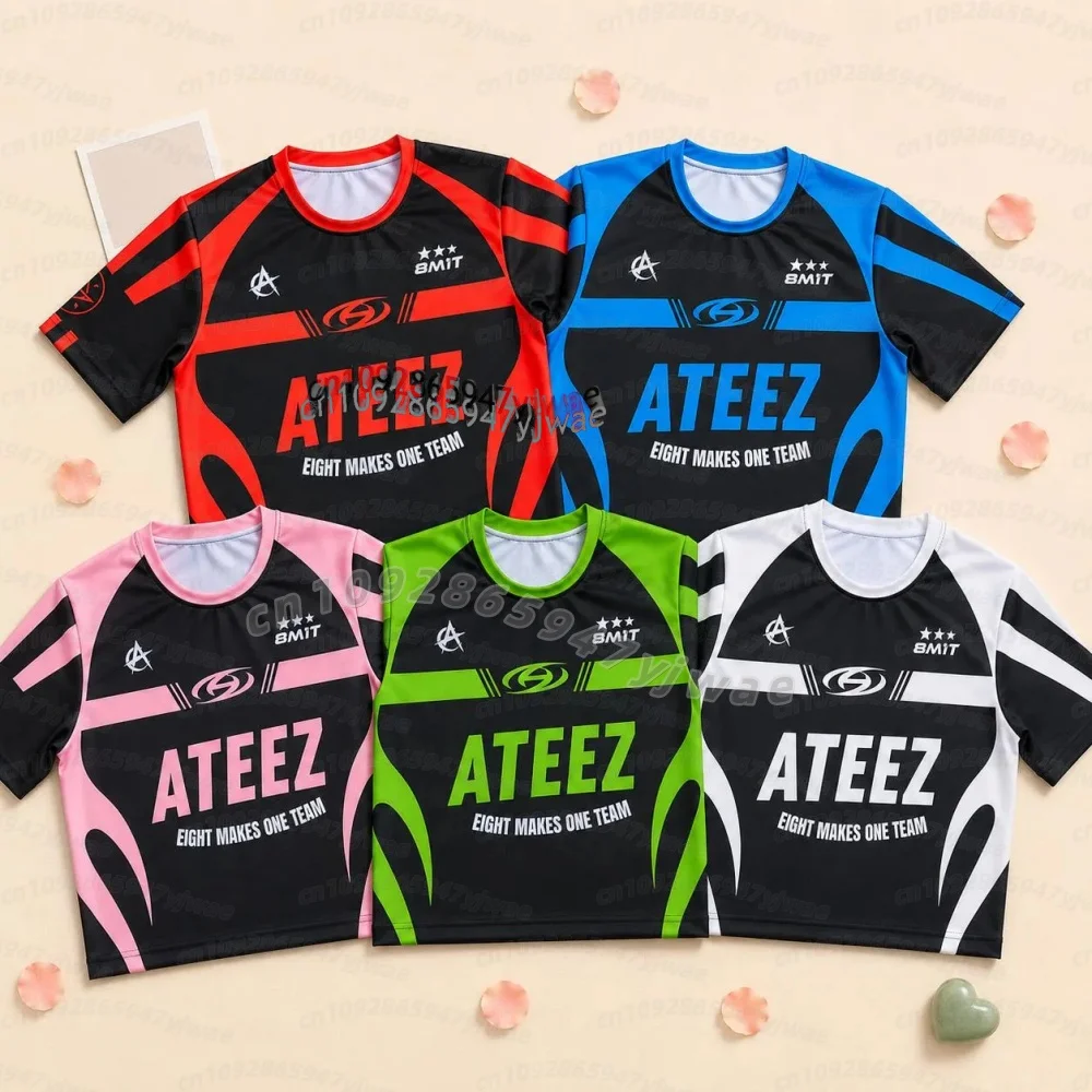 

Men Ateez Sports Jersey Korean Kpop Combination Round Neck Fashionable Street Wear Short Sleeved Summer Women Me T-Shirt Y2k Top