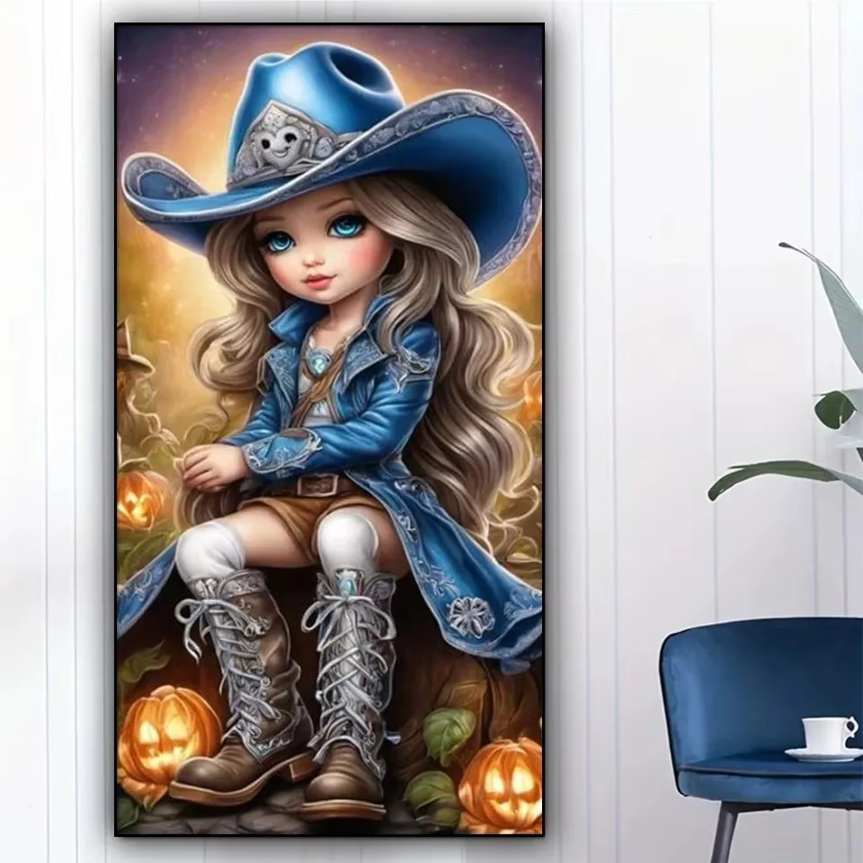 

Blue Cowboy Girl DIY Diamond Painting New 2025 Jewelry Cross Stitch Embroidery Diamond Mosaic Portrait Picture Decor Home