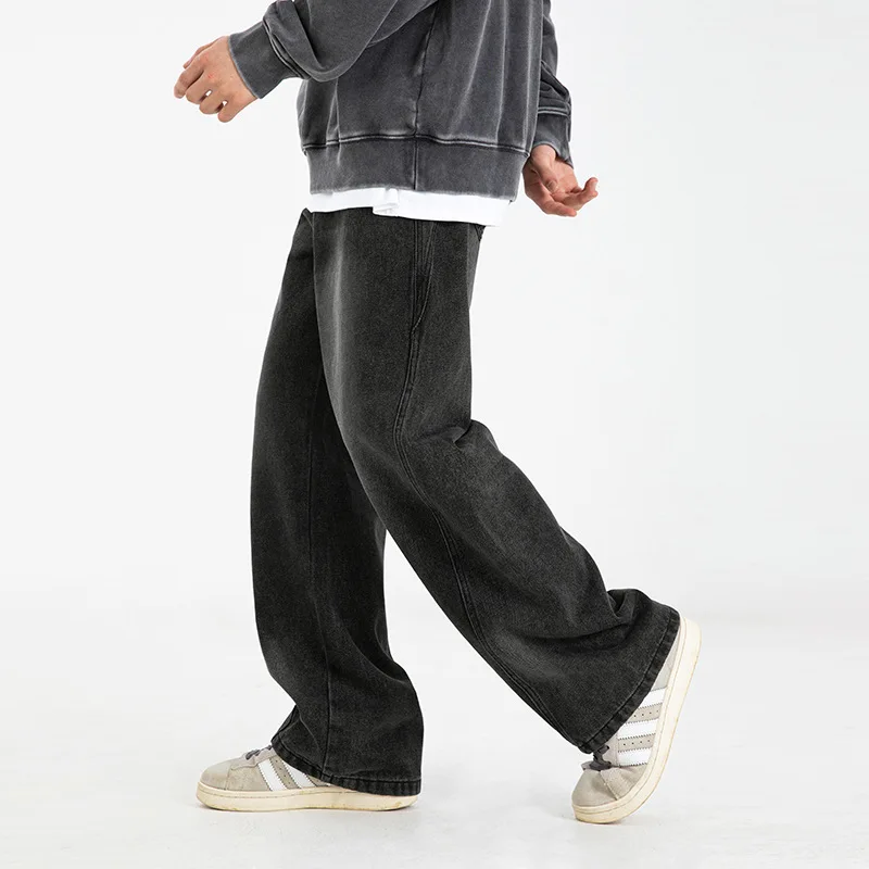 

Хип-хоп модные желтые джинсы грязевого цвета мужские летние уличные американские винтажные свободные широкие брюки длиной до пола повседневные свободные TPFJ