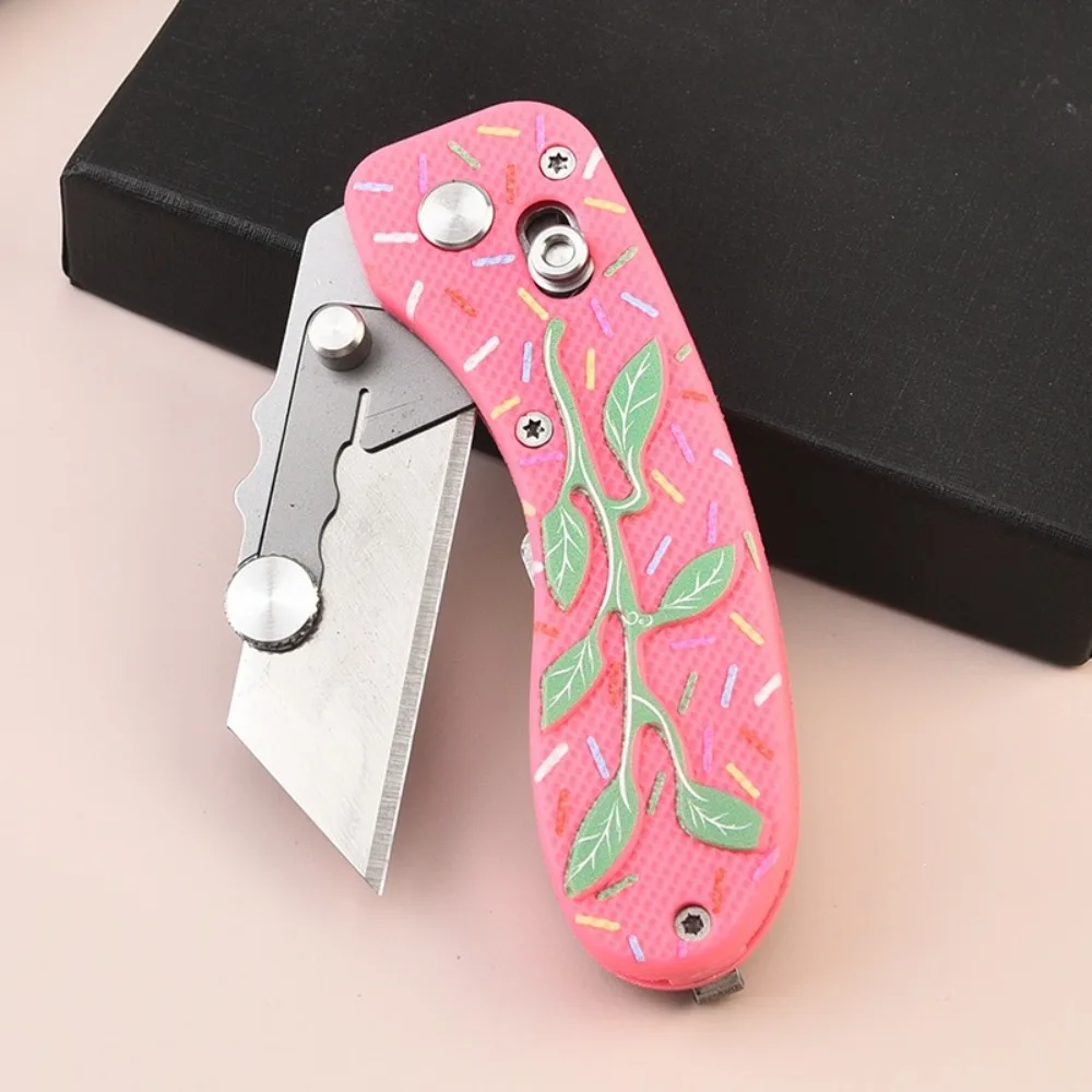 Canivete Utilitário Dobrável de Aço Inoxidável 304 com Cabo Colorido, Lâminas Substituíveis, Cortador Portátil para Artesanato DIY e Desembalagem, Cortador de Bolso