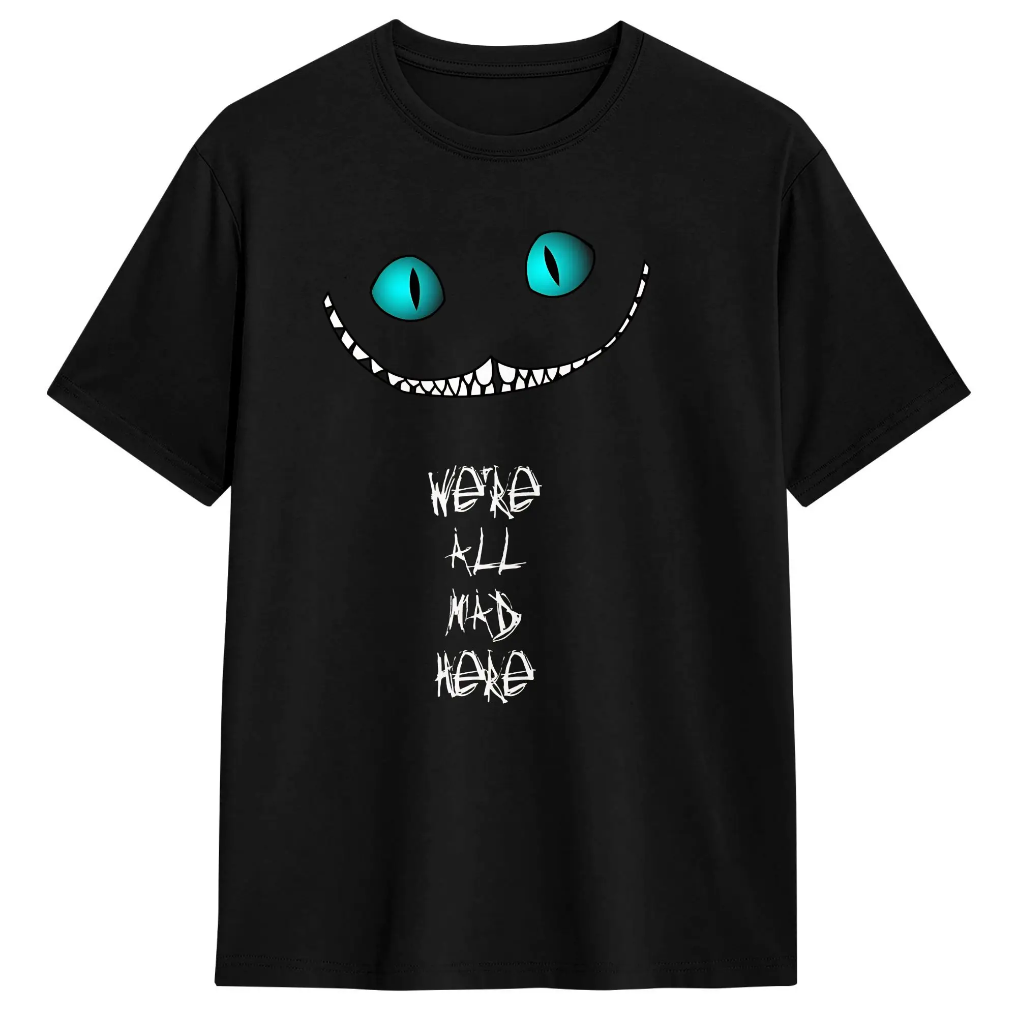 We're All Mad Here A-Alice Madness Returns Men T Shirt Vintage Tees Short Sleeve Round Neck T-Shirts Cotton Plus Size Clothing