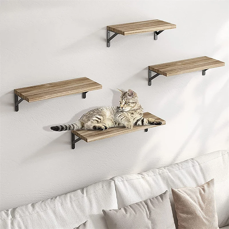 

4Pcs Floating Shelf Wooden Wall Shelves Bathroom Rack Morden Bathroom Accessories Simple Design Storage Shelves Book Holder