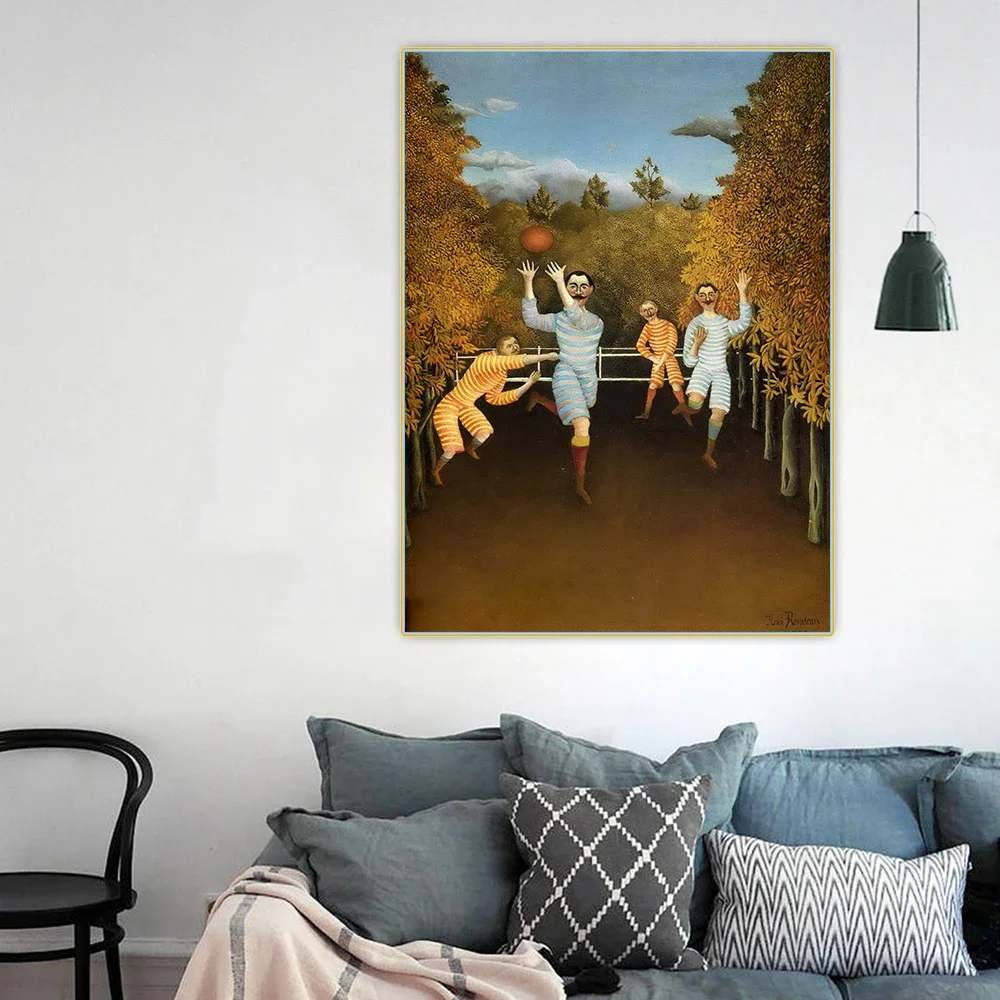 Henri Rousseau "Los jugadores de fútbol", lienzo, pintura al óleo, póster artístico, imagen estética, decoración de fondo, decoración del hogar