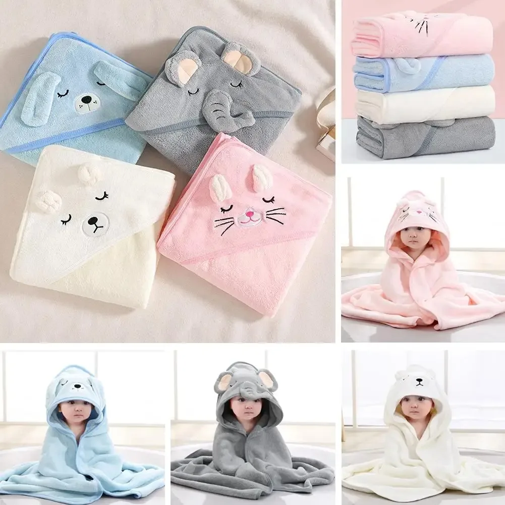 

Детские мягкие банные полотенца из кораллового флиса, универсальная пеленка для сна, детское полотенце для протирания, полотенце с капюшоном для новорожденных, одеяло, халат для малышей