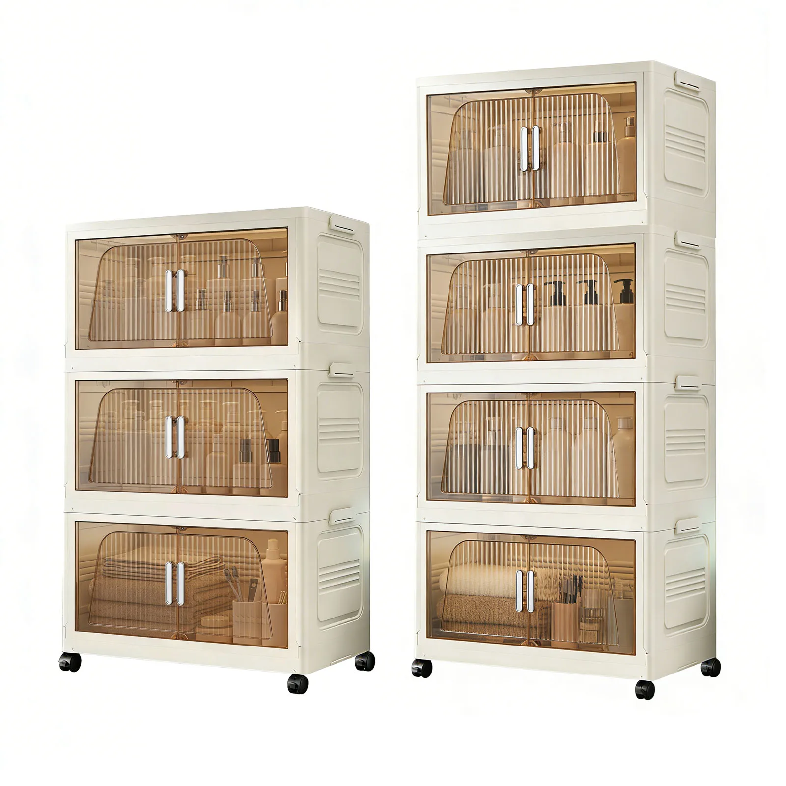 Boîte de rangement pliable à 3/4 étages, longueur 41 cm, avec 4 roulettes amovibles pour ranger vêtements, couvertures, livres, documents