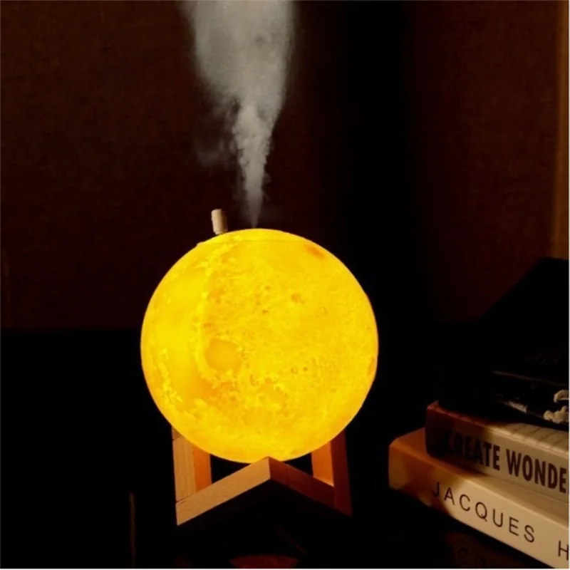 لطيف ملون القمر شكل مرطب بالموجات فوق الصوتية سطح المكتب ناشر رائحة العطر ضباب الرش في غرفة النوم غرفة معيشة فناء