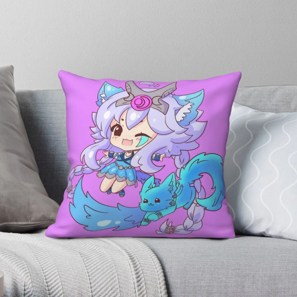 

Paladins IO Luna Chibi Square Pillowcase Polyester Linen Velvet Pattern Zip Decor Pillow Case Sofa Cushion Cover