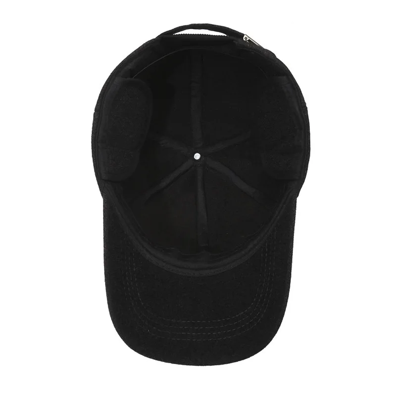 New Fleece-lined Ear Protection Duckbill Cap Men Winter Casual Label Snapback Baseball Hat Elder Outdoor Warm Cotton Dad Caps