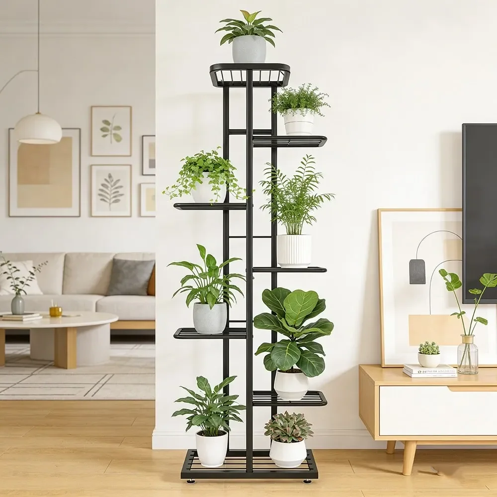 

Metal Plant Stand Holds 8 Flower Pots Vertical Flower Rack HeavyDuty Storage Shelf RustResistant Iron Frame Indoor Outdoor Gard
