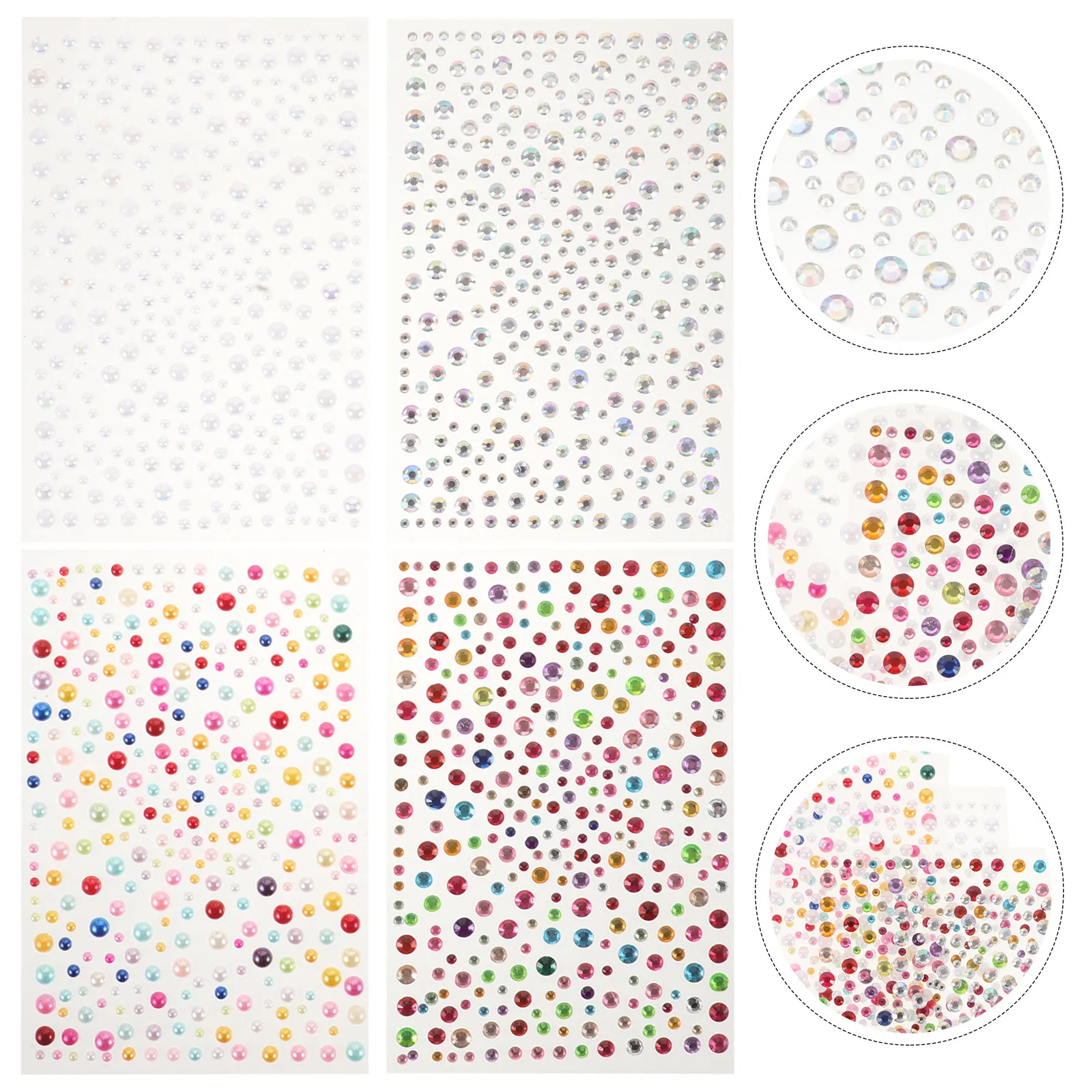 4Pcs Waterproof Face Jewel Stickers Pearls Acrylic Diamonds 3D Bling Rhinestones for Festival Party Makeup Face Eye Brow Body