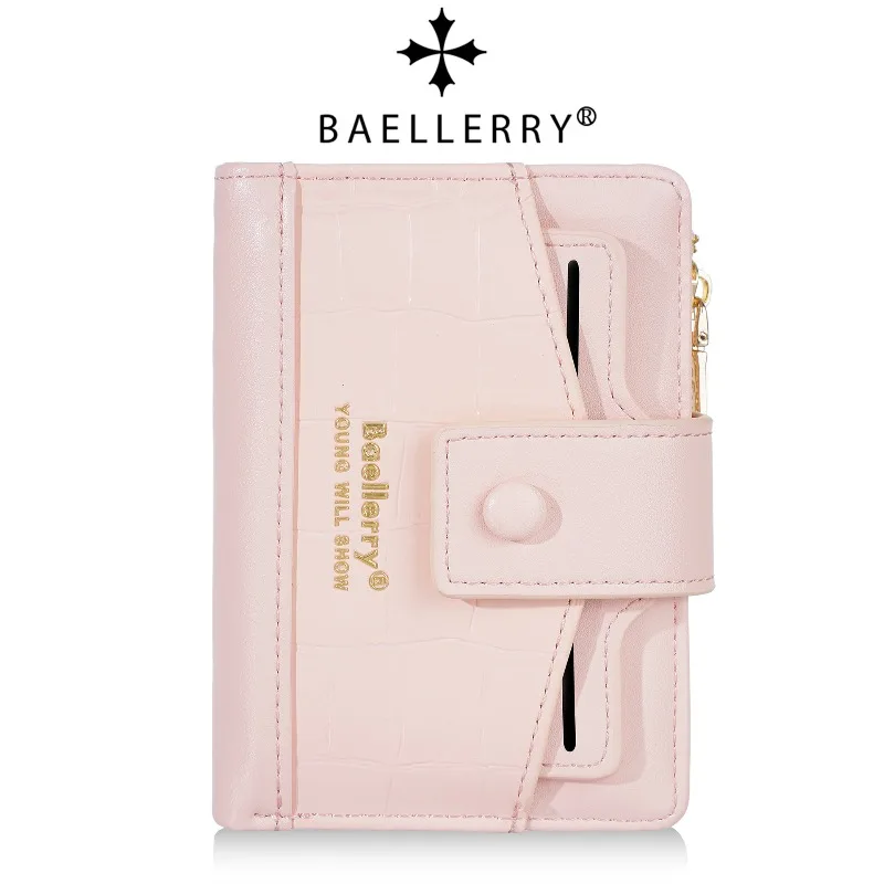 Baellerry Women's Fashion Short Wallet Multifunctional Card Bag Thin Soft and Smooth PU Leather Wallets Zipper Coin Purse