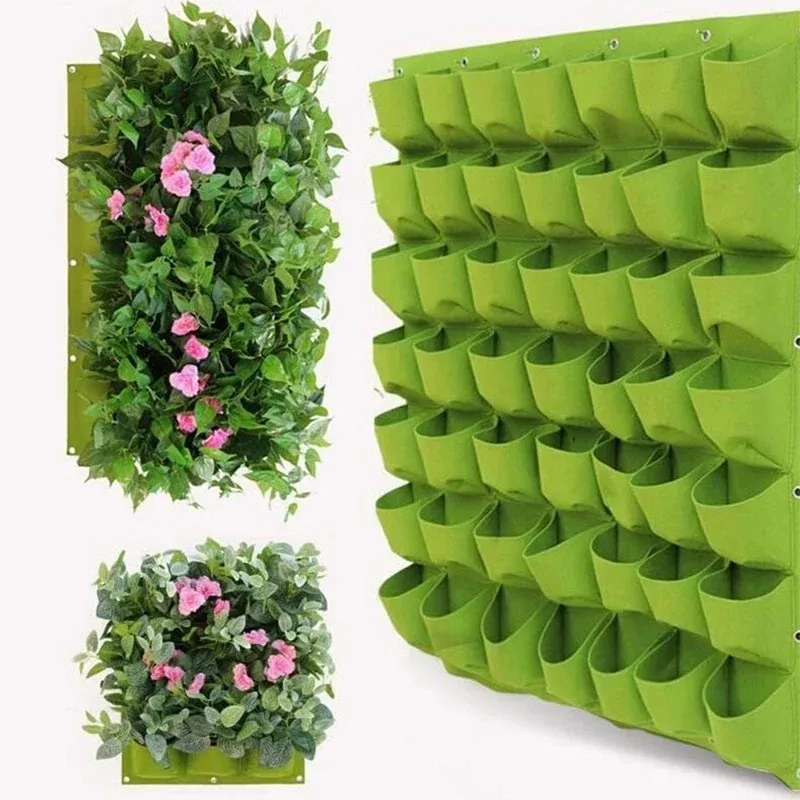 New Design 9/18Pocket Wall Mounted Planting Bag Vertical Garden Flower Pot Wall Hanging Planter Pouch for Outdoor Gardening