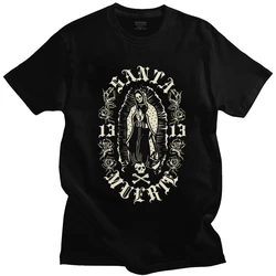 Gothic Santa Muerte 13 T Shirts Men Cotton Lady of Holy Death T-shirt Mexican Skull Tee Short Sleeve Hip Hop Tshirt 65821