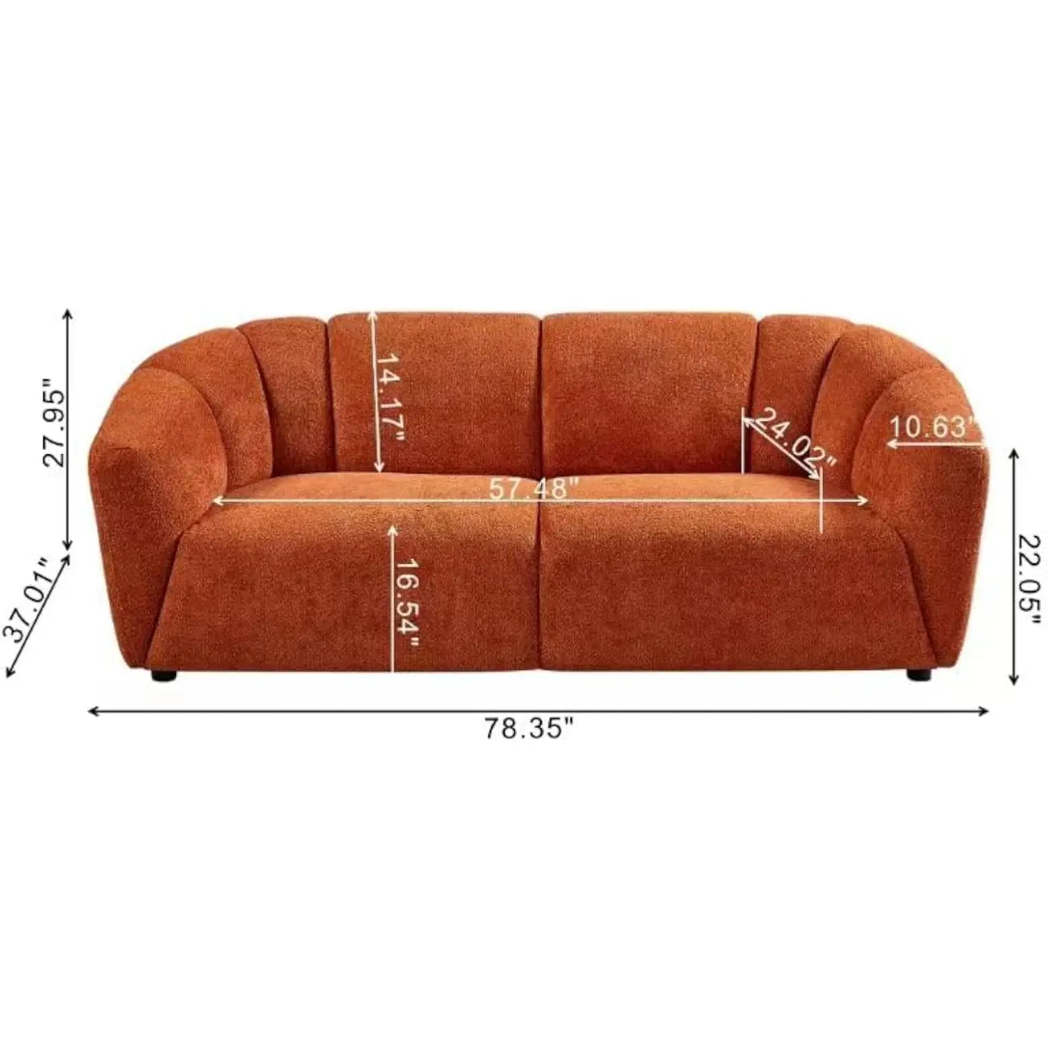 3 Seater  Upholstered Modular Sectional Sofa Cloud Couch Cozy Overstuffed Teddy Fleece Loveseat Sofa&Couches with Curved Wide