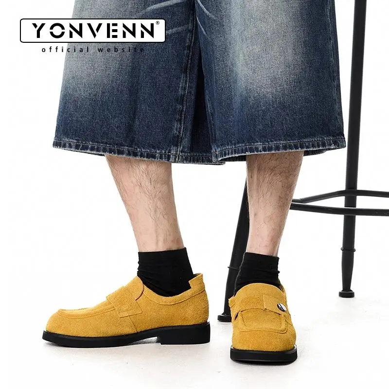 

New tri color metal button loafers for men with a lazy and luxurious style and a trendy slide in leather shoe trend