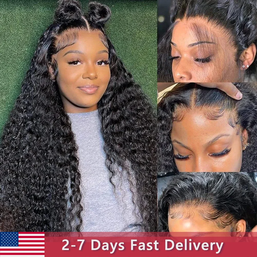 Bling Hair Deep Wave Human Hair Curly Wig Pre Plucked 12a Grade Human Hair Wigs 13x4 Hd Transparent Lace Frontal Wig