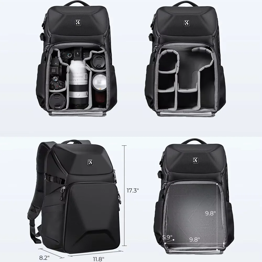 K&F Concept 20L Camera Backpack Waterproof Sports Travel Camera Photography Bag For 15.6\