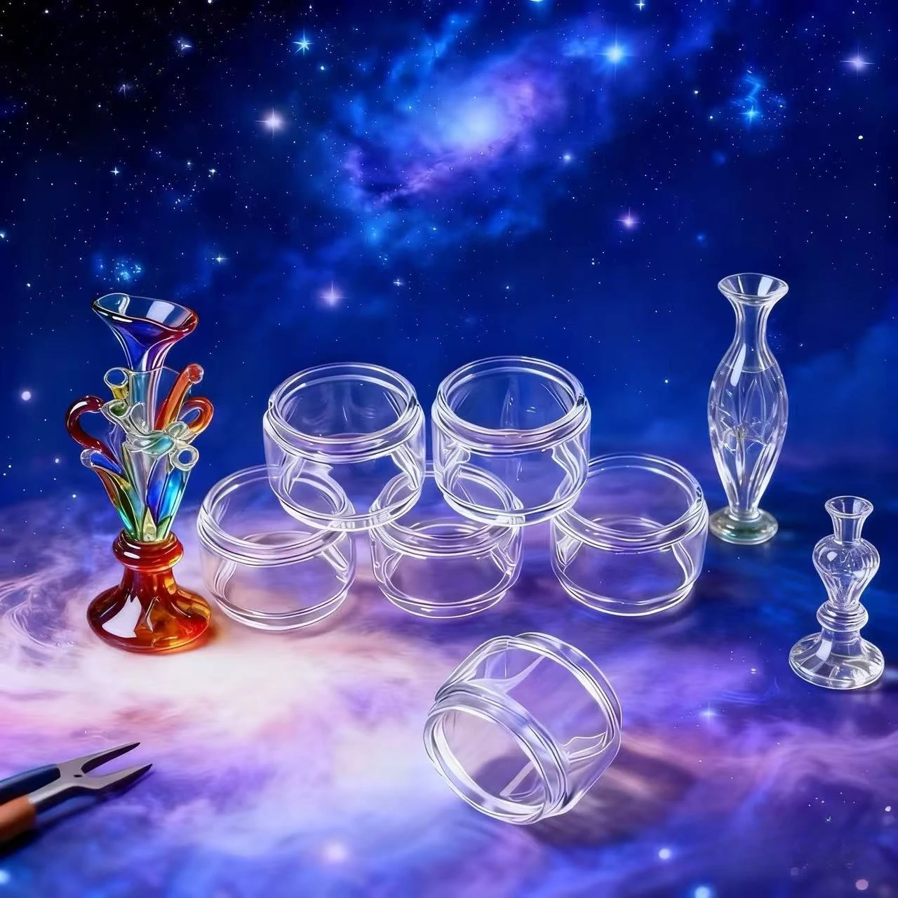 10pcs Fat,Normal Expansion Glass Tube Clear,Rainbow Color Glass for Tank Replacement for Zeu