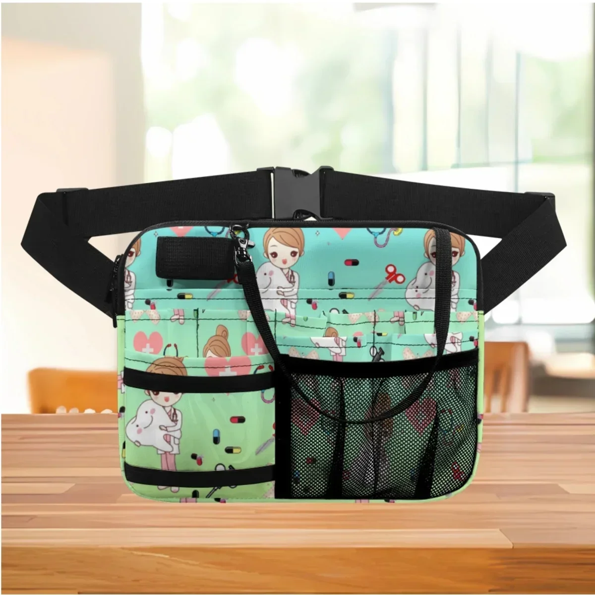 

Hospital Work Portable Adjustable Waist Bag Gradient Kawaii Dental Nurse Printing Multi Pocket Belt Bag Dentist Organizer Pouch