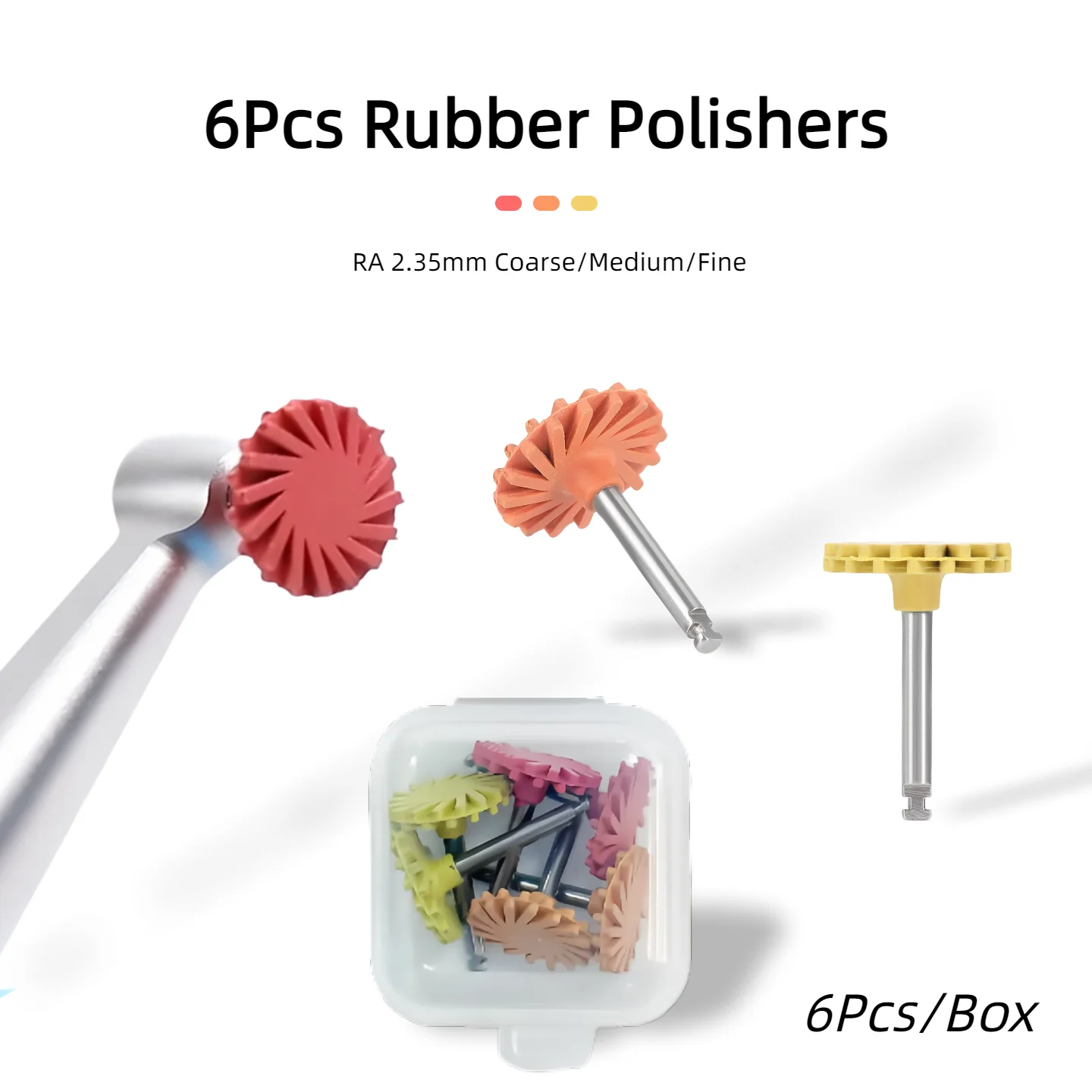 

Набор для полировки резины из 6 предметов, ручка RA 2,35 мм, для быстрой и эффективной полировки смоляных поверхностей, грубая/средняя/тонкая
