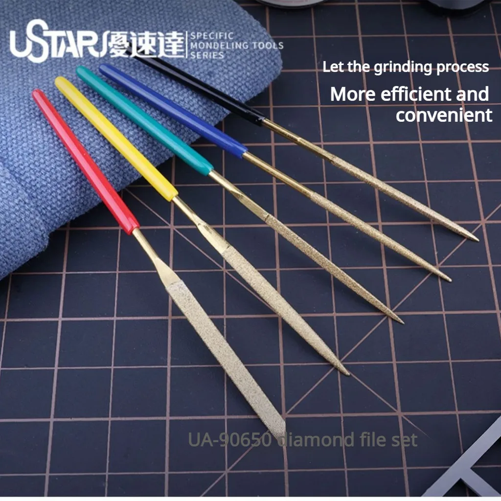 Precision Cylindrical Diamond File Set Scale Model Polishing Tools Military Mecha Plastic Resin Hobby DIY Craft Accessory
