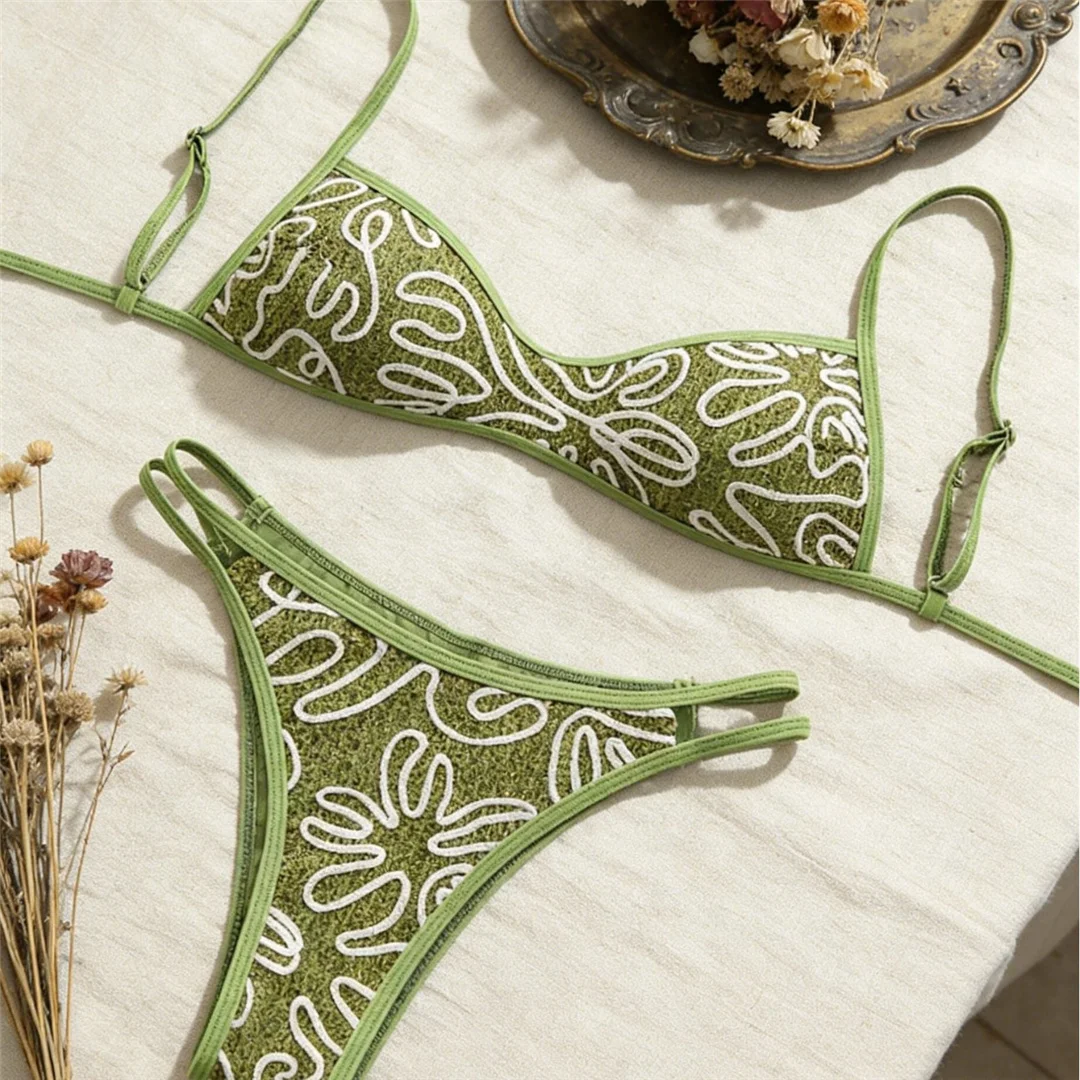 S - XL 2026 Bedruckter Brasilianischer Bikini Damen-Badeanzug Zweiteiliger Bikini-Set Gepolsterter Badeanzug Schwimmanzug V8081 – Detail 3