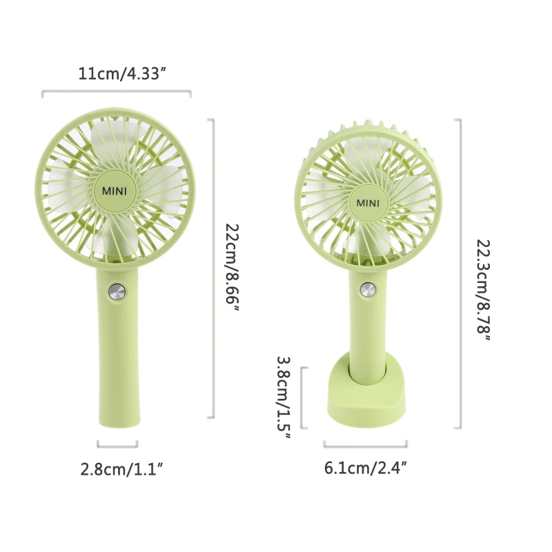 Ventilador 3 velocidades com base carregamento ventilador portátil 1200mAh para amigos envio direto