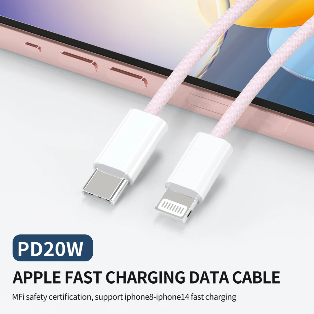 

PD 20W Fast Charging Cable USB-C to Lightning Cable Nylon Braided 3.9FT Cord iPhone Fast Charger for iphone14 Pro Max/13/12 ipod