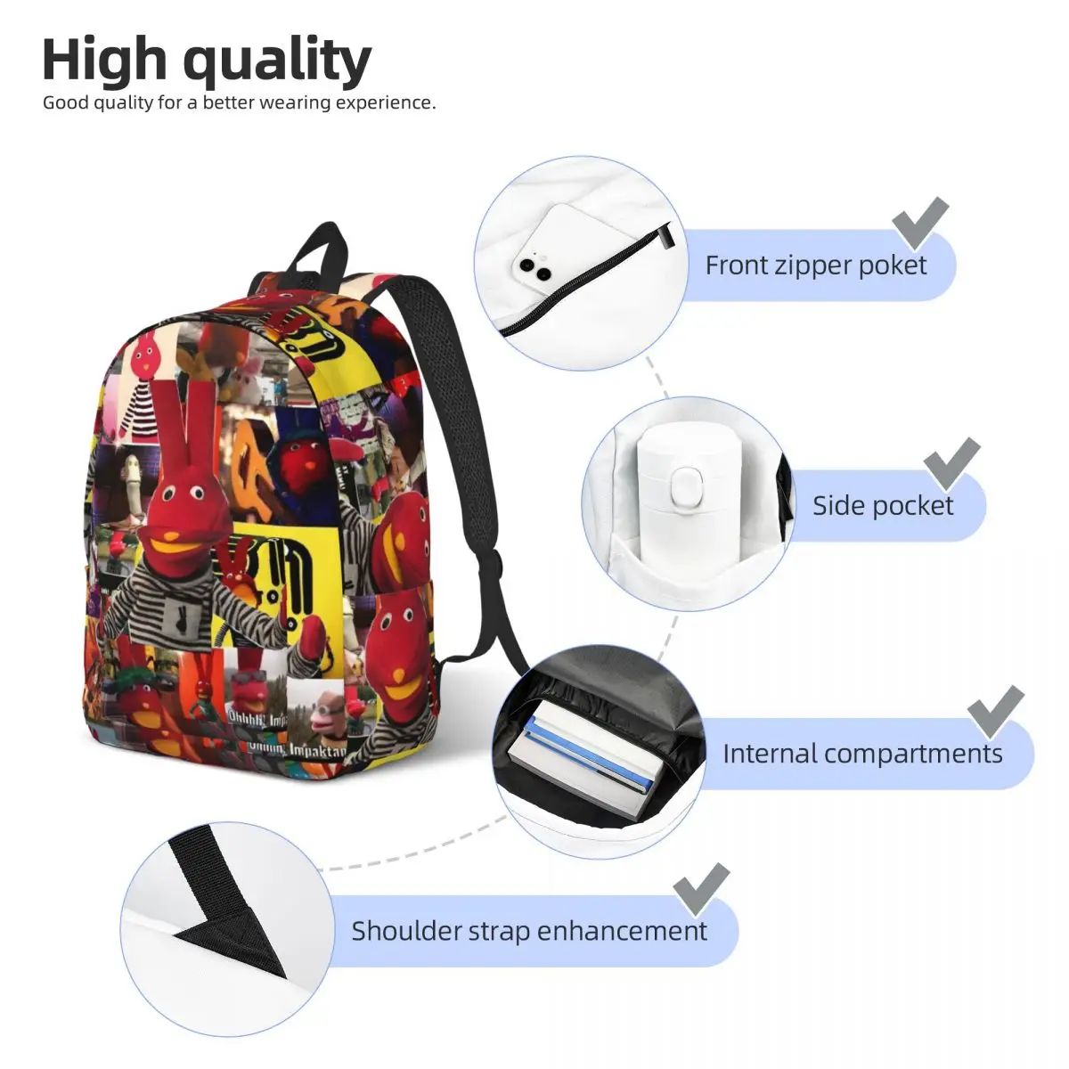 حقيبة ظهر مكونة من 31 دقيقة على شكل أرنب أحمر للأولاد والبنات والأطفال حقيبة كتب مدرسية للطلاب خوان كارلوس بودوك حقيبة نهارية لمرحلة ما قبل المدرسة الابتدائية #4