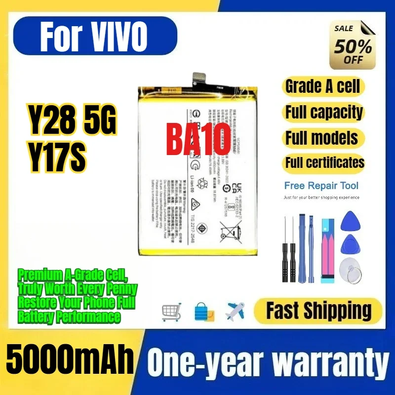 BA10 for VIVO Y28 5G/Y17S Phone Battery 0 Cycle High Quality High Capacity Battery Replacement Bateria Grade A Cell with Tools