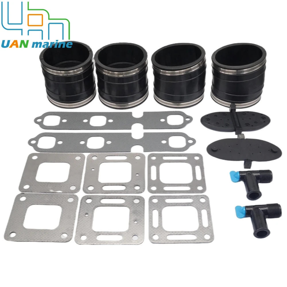 32-44348001 Exhaust Wet Joint Manifolds Exhaust Bellow Kit With Gasket Kits For MerCruiser V6 175 205  27-99757 27-863724 863726