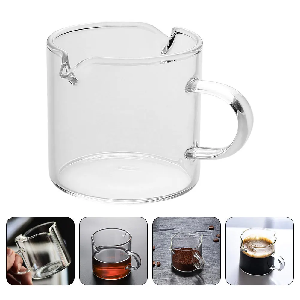 

2Pcs Espresso Glasses Double Spout Transparent Borosilicate 100ml Cups Heat Resistant Mini Measuring Cups Coffee Bar Tools
