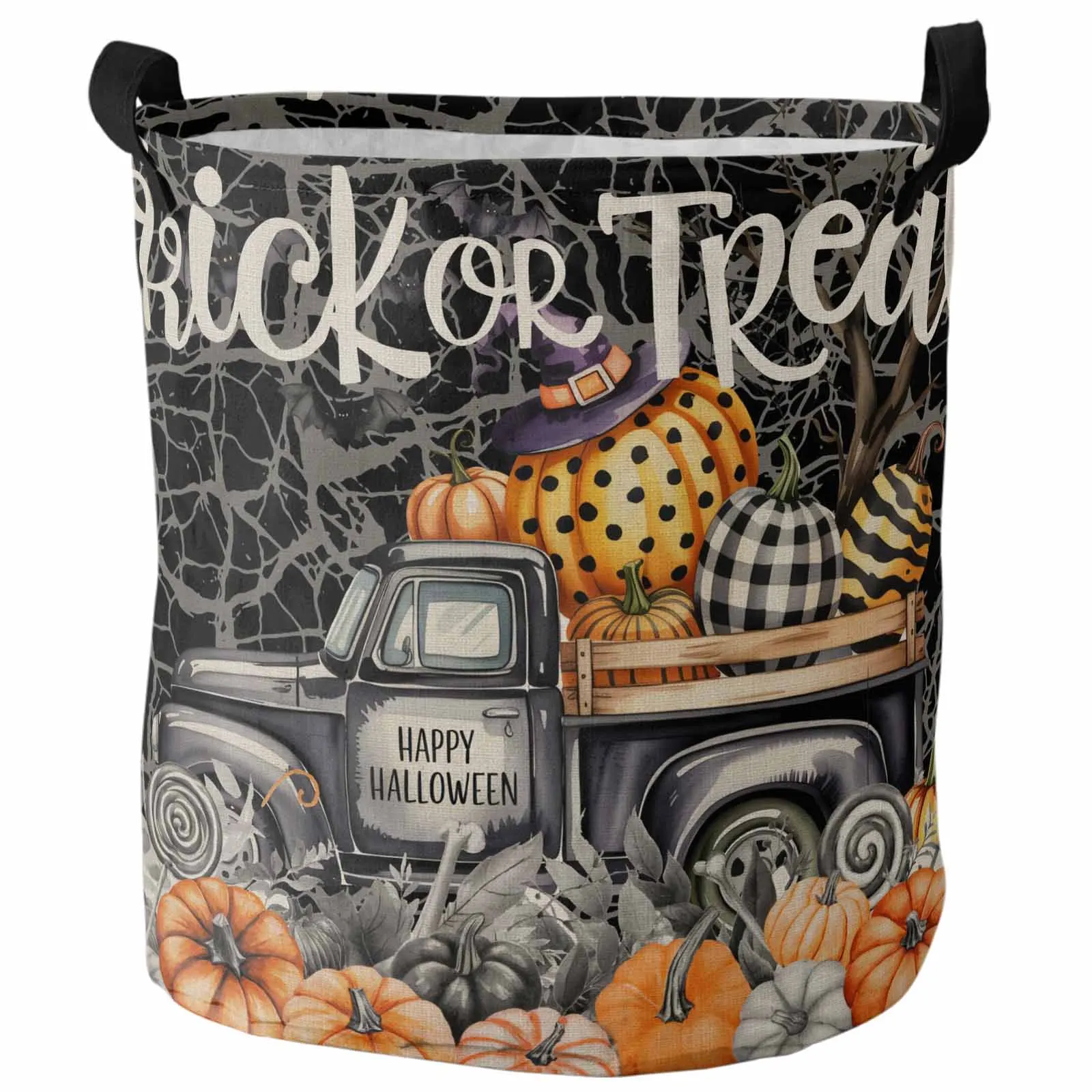 

Trick Or Treat Pumpkin Truck Foldable Dirty Laundry Basket Kid's Toy Organizer Waterproof Storage Baskets