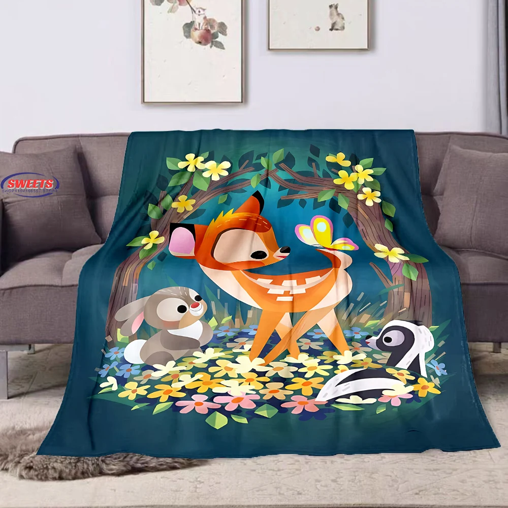 3D New Arrive  Disney Bambi Cartoon Flannel Blanket for Bed Bedroom Sofa Picnic,Throw Blanket for Cover Outdoor Leisure Nap Gift