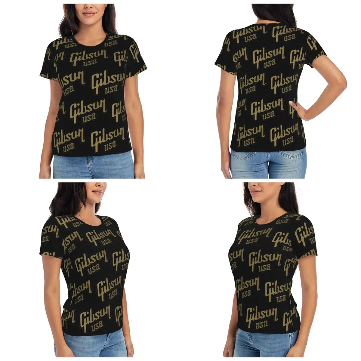 Camiseta Gibson Les Paul para mujer, camisetas de manga corta, ropa con cuello redondo, camisetas de algodón para verano, ropa de calle