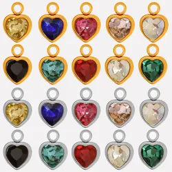 10pcs New Stainless Steel 18k Real Gold Plated Mini Peach Heart Colorful Pendant Y2k Style Temperament Charms Diy Earring Making