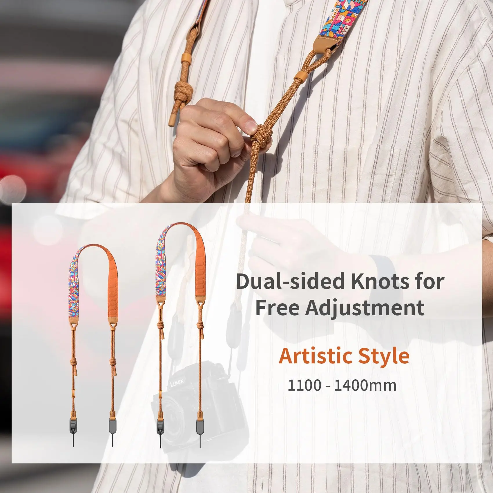 PGYTECH Camera Shoulder Strap Air Quick-Release for Mirrorless Leather-Like Surface Braided Ropes Lightweight Adjustable for Out